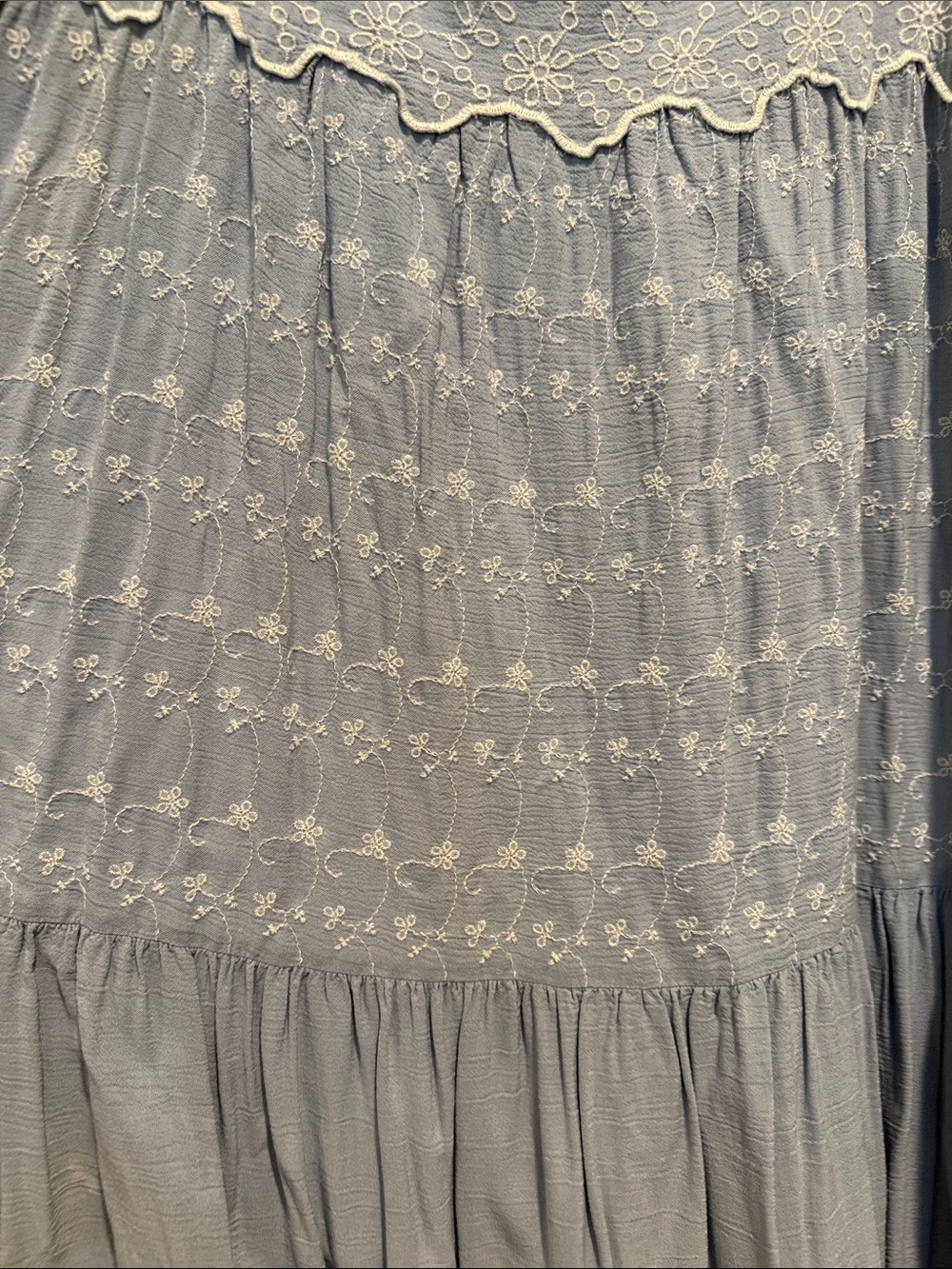 American Eagle Outfitters Light Blue Embroidered Tiered Sundress - Picture 3 of 5